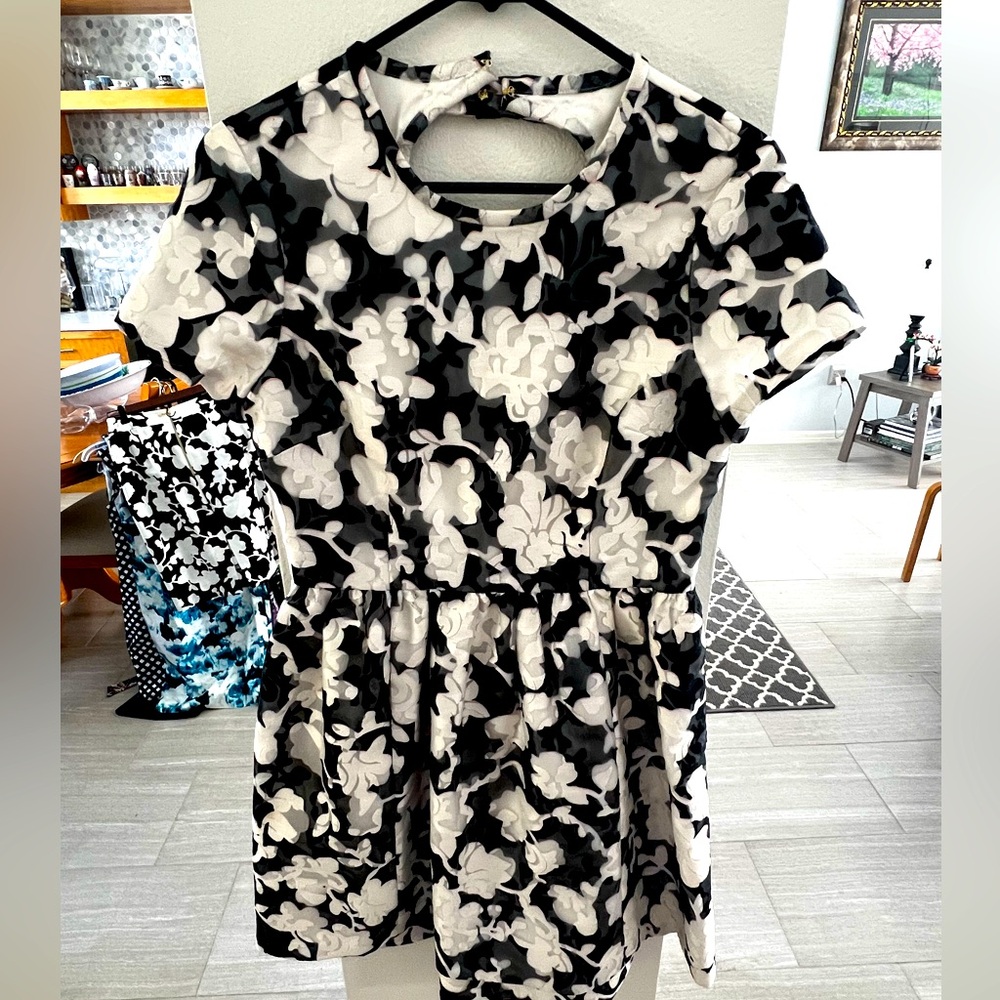 Floral Black and White Dress